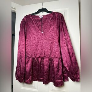 Andree By Unit Bordeaux Babydoll Magenta Women's Blouse